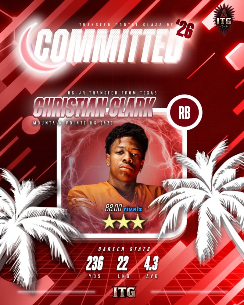 Image for the Tweet beginning: Christian Clark is running back